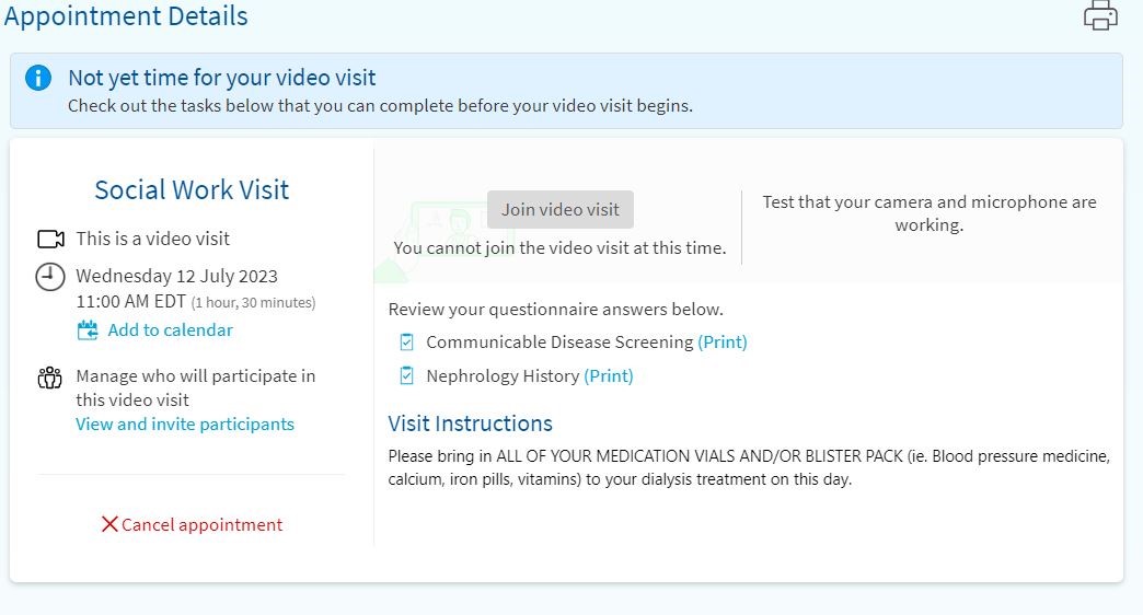 Join video visit